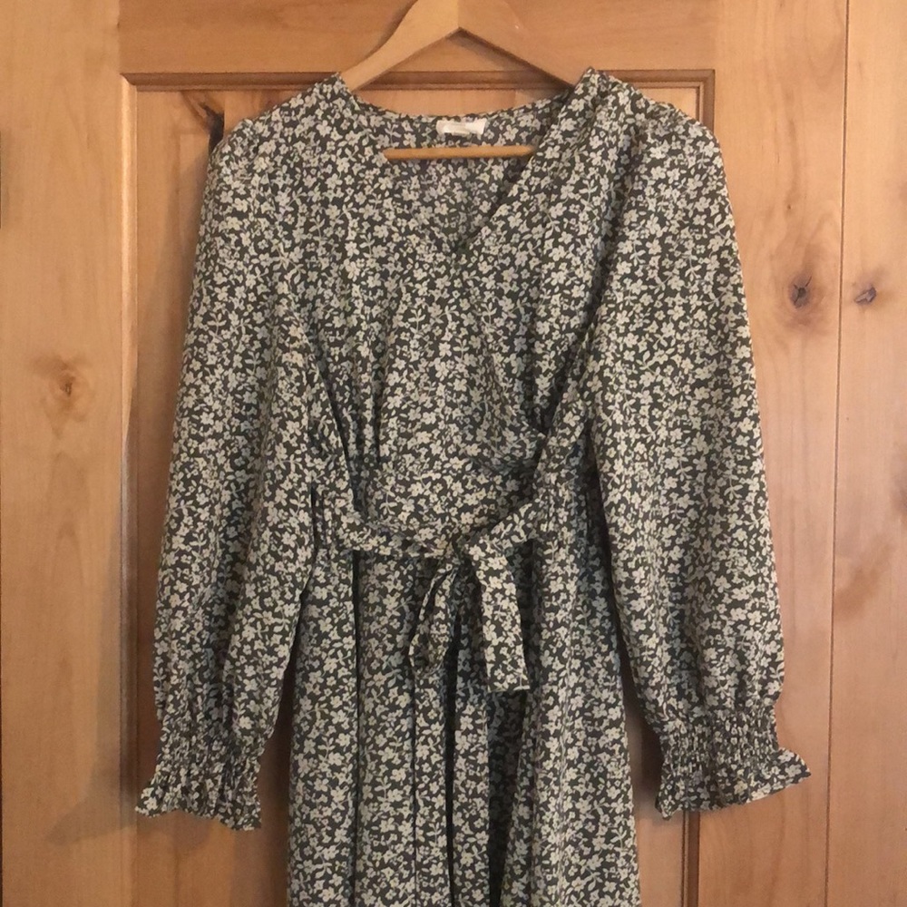 Green floral midi dress nursing friendly